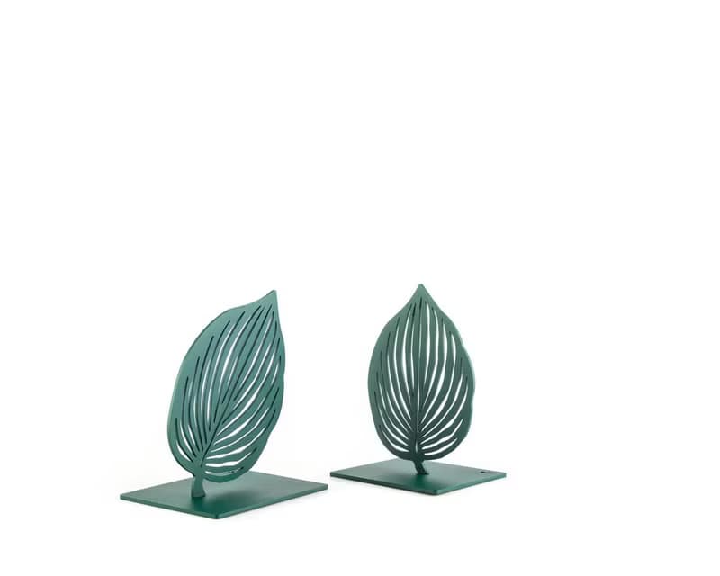 Metal Bookends Green Leaves by Atelier Article
