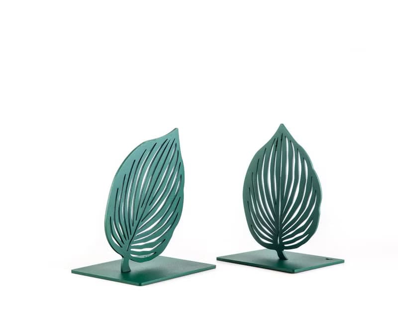 Metal Bookends Green Leaves by Atelier Article