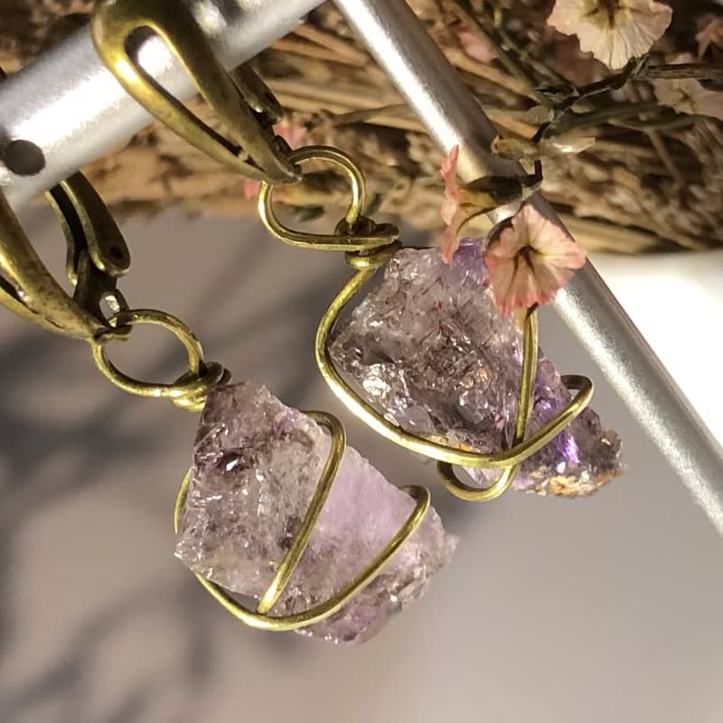 Super Seven 原礦黃銅耳夾 超七 超級七 水晶耳環 手作飾品