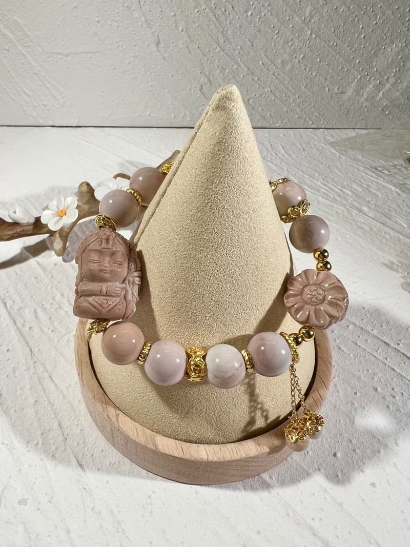 阿拉善瑪瑙 嫩粉手珠手鍊女財神扎基拉姆-已結緣 可訂購同款色系