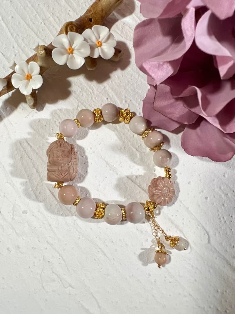 阿拉善瑪瑙 嫩粉手珠手鍊女財神扎基拉姆-已結緣 可訂購同款色系