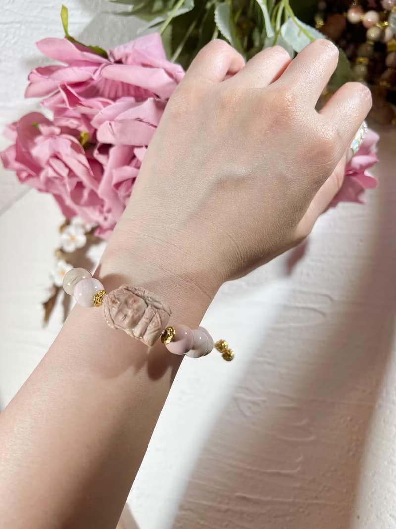 阿拉善瑪瑙 嫩粉手珠手鍊女財神扎基拉姆-已結緣 可訂購同款色系