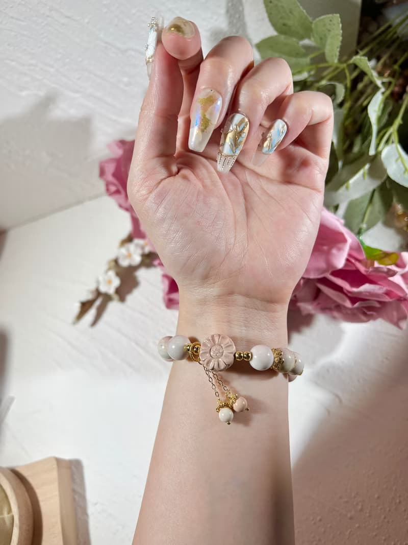 阿拉善瑪瑙 嫩粉手珠手鍊女財神扎基拉姆-已結緣 可訂購同款色系