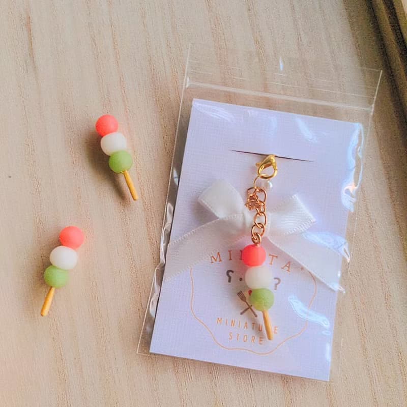 minita* 迷你花見糰子 三色糰子 高仿真 掛飾 吊飾 療癒小物 袖珍
