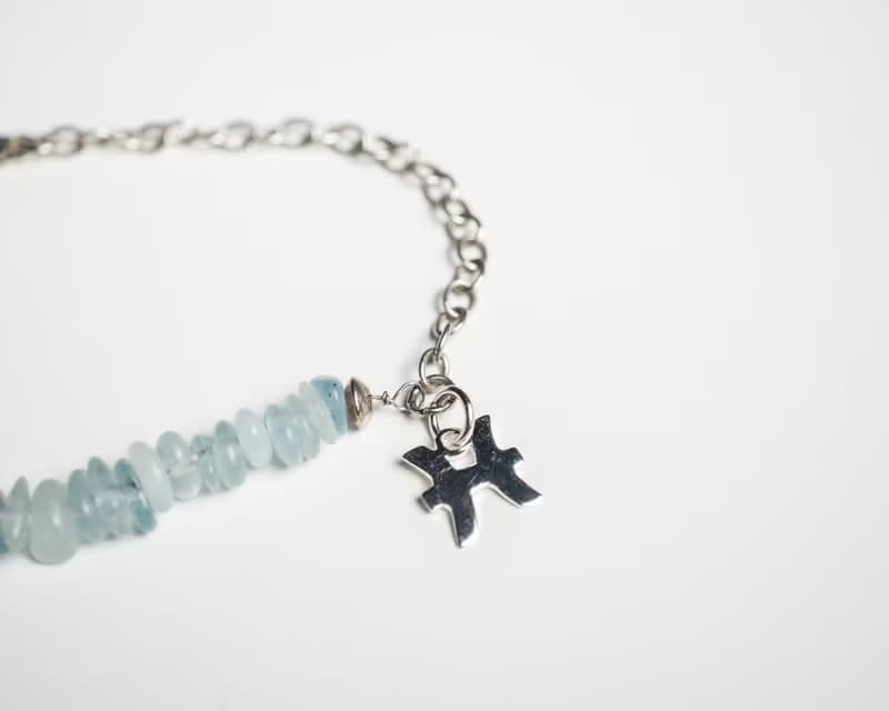 Raw Aquamarine bracelet, 925 silver, Pisces Crystal, Aquarius birthstone