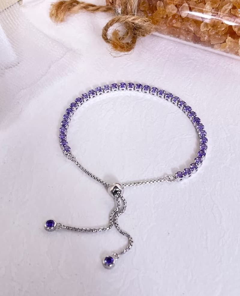 BOLO Chain Amethyst 3MM Silver 25cm  Bracelet
