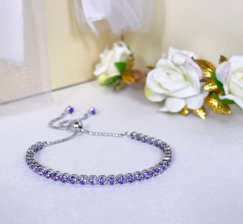 BOLO Chain Amethyst 3MM Silver 25cm  Bracelet