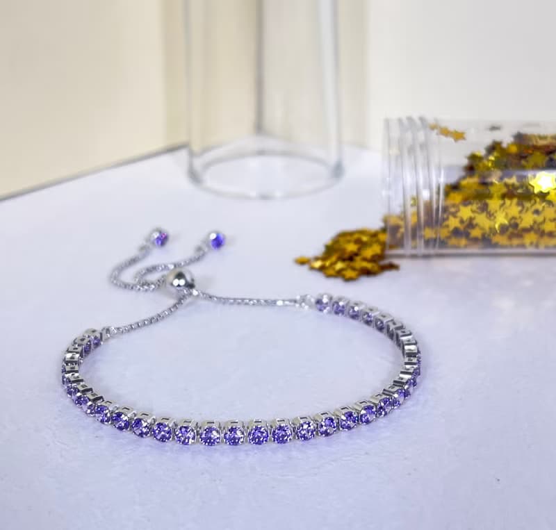 BOLO Chain Amethyst 3MM Silver 25cm  Bracelet