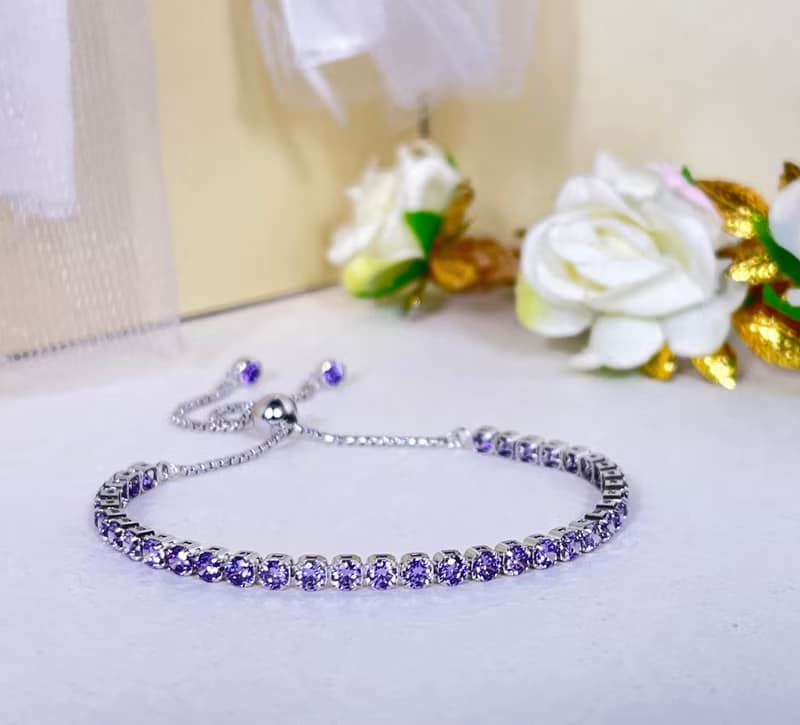 BOLO Chain Amethyst 3MM Silver 25cm  Bracelet