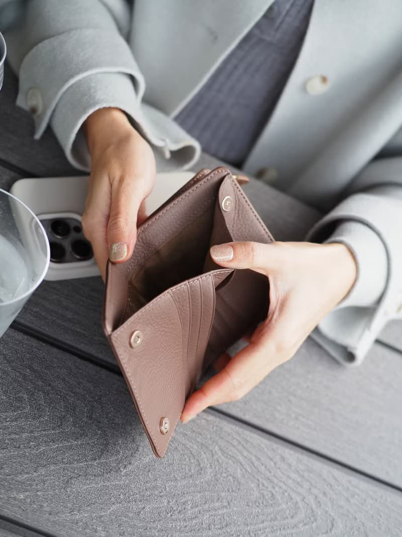 Anna (Woodrose): Mini / short wallet, cow leather, Bifold Zipper, brown