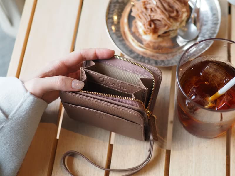Anna (Woodrose): Mini / short wallet, cow leather, Bifold Zipper, brown