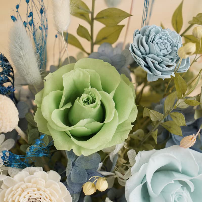 淺藍色天藍色-寧靜湖畔-乾燥花盆栽-開幕盆栽-喬遷禮物