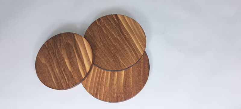 檜木素面深色重油杯墊