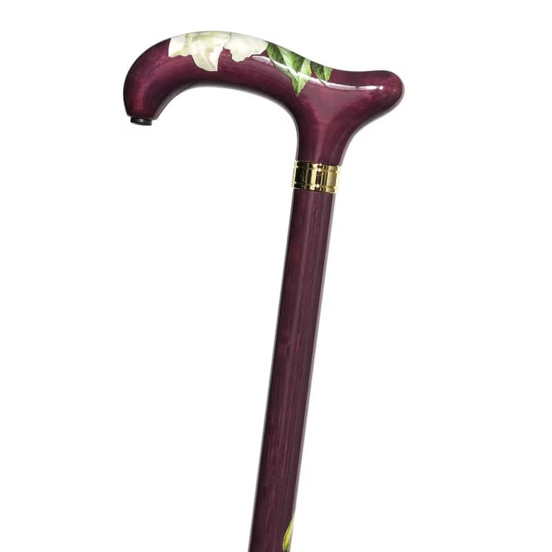 デコパージュステッキ・野薔薇 -Wild Rose-　天然木製一本杖