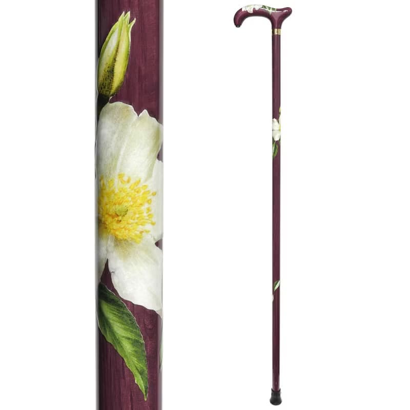 デコパージュステッキ・野薔薇 -Wild Rose-　天然木製一本杖