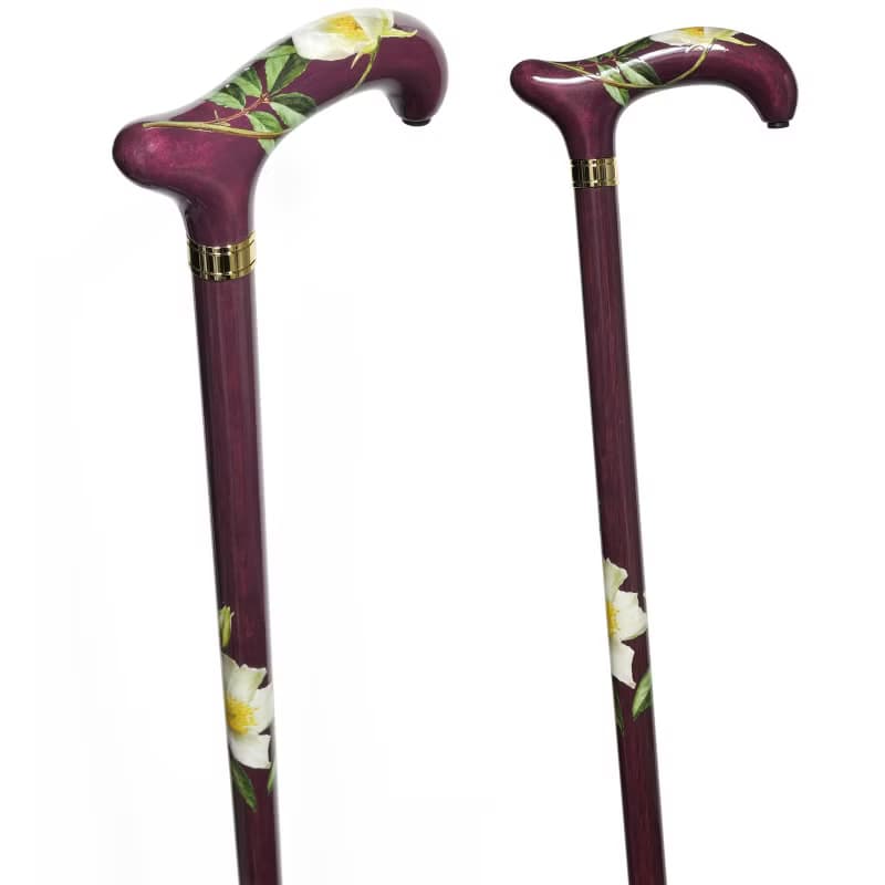 デコパージュステッキ・野薔薇 -Wild Rose-　天然木製一本杖