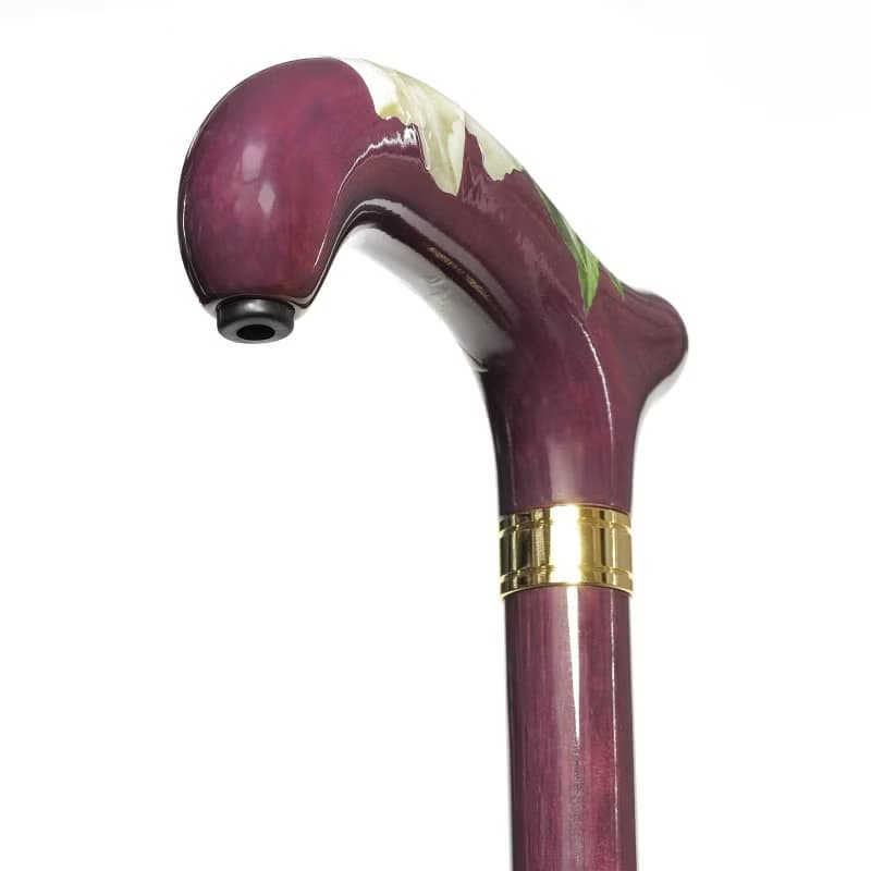 デコパージュステッキ・野薔薇 -Wild Rose-　天然木製一本杖