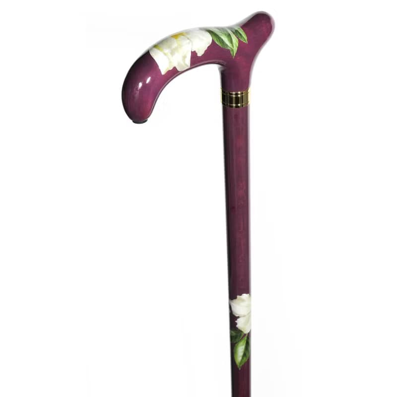 デコパージュステッキ・野薔薇 -Wild Rose-　天然木製一本杖