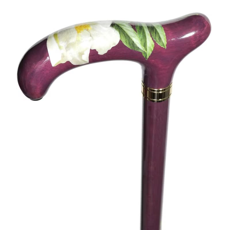 デコパージュステッキ・野薔薇 -Wild Rose-　天然木製一本杖