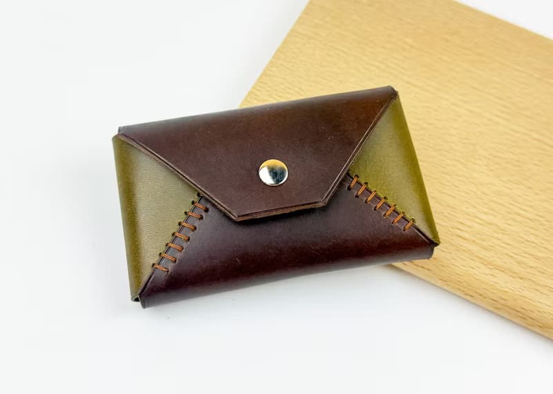信封零錢包 雙色拼接 義大利Buttero植鞣革 卡片夾