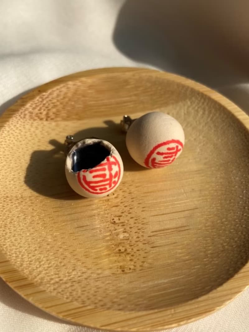 手作台南傳統黑糖椪餅耳環