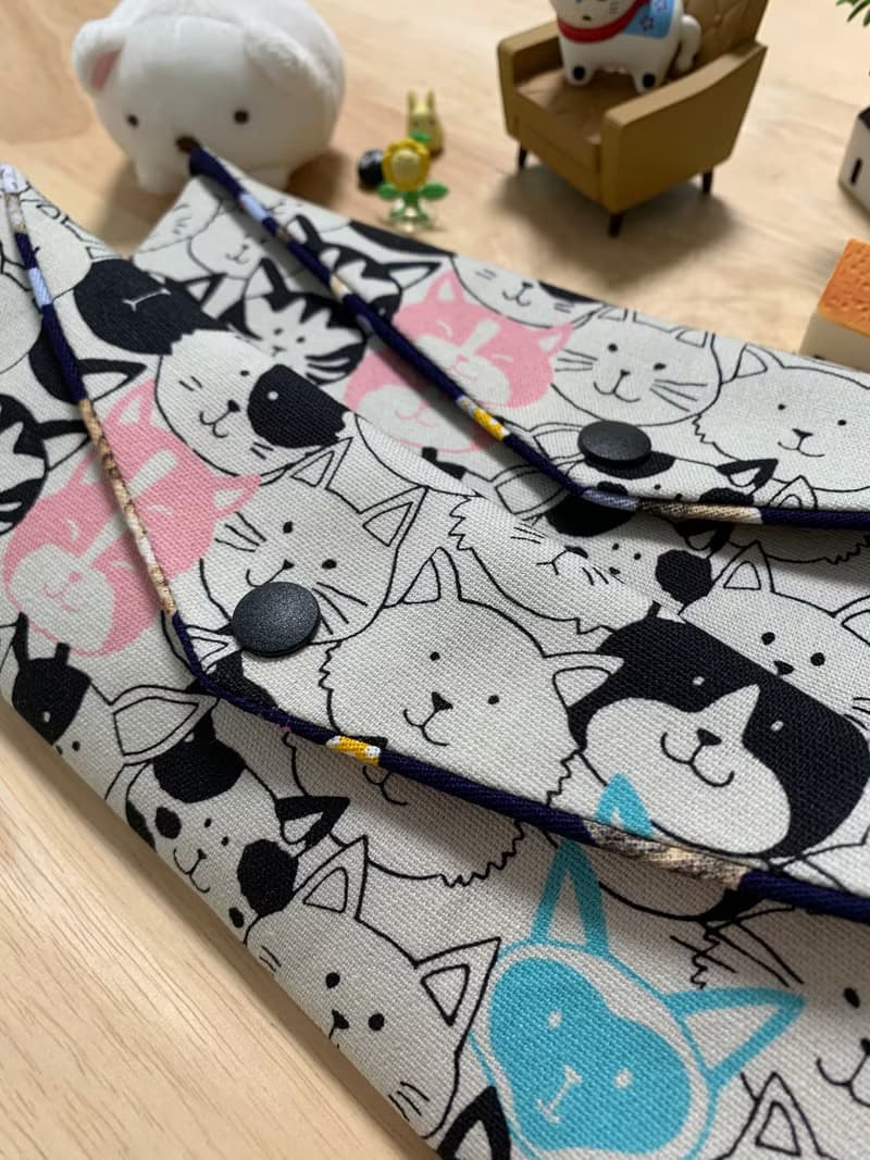 文青風環保純棉筷袋 喵喵大頭貼 質感原胚 超萌 日本 潮物 收納