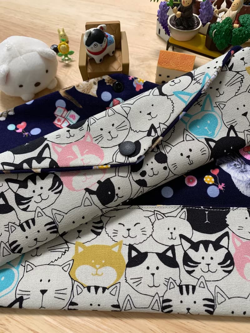文青風環保純棉筷袋 喵喵大頭貼 質感原胚 超萌 日本 潮物 收納