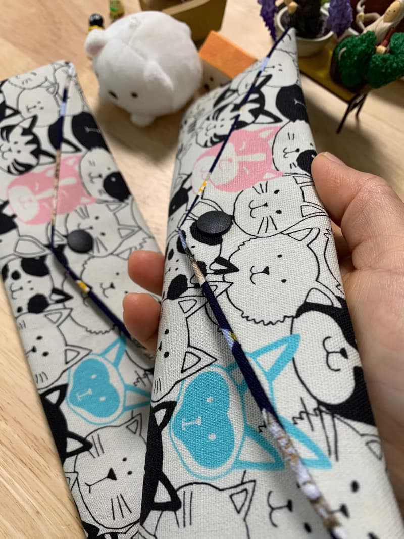 文青風環保純棉筷袋 喵喵大頭貼 質感原胚 超萌 日本 潮物 收納