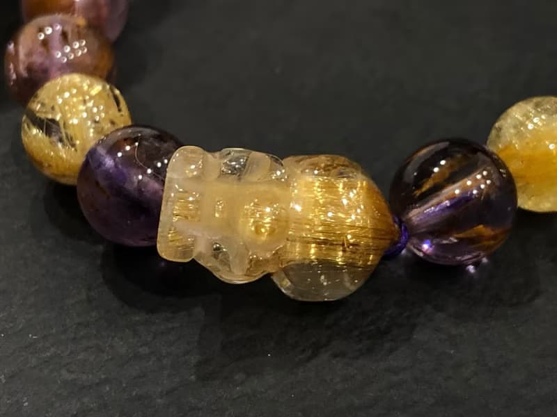 免費開光 天然鈦晶貔貅手鍊 紫鈦手鍊 招財手鍊 開運 防小人