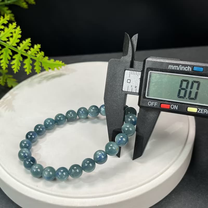 高品質綠藍晶石手串8mm冰透貓眼藍晶石手錬單圈疊戴藍綠手珠女款