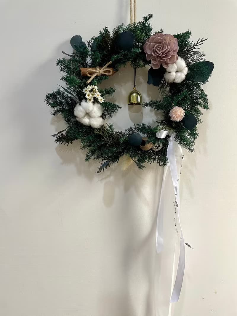自然系風格日本永生雪松 聖誕節 花圈 2色 , 交換禮物 拍攝道具