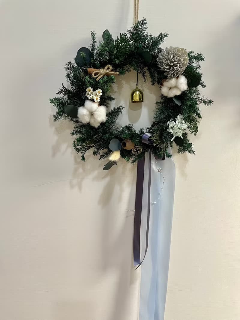 自然系風格日本永生雪松 聖誕節 花圈 2色 , 交換禮物 拍攝道具