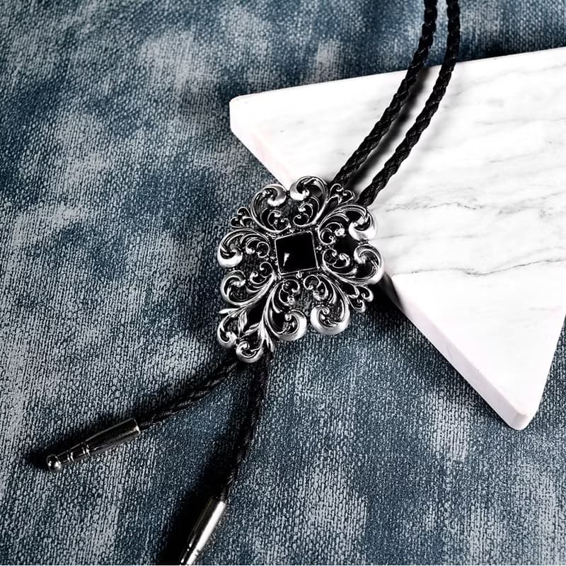 典雅捲紋  保羅領帶 Bolo Tie 真皮 皮革項鍊 皮繩領帶 長項鍊
