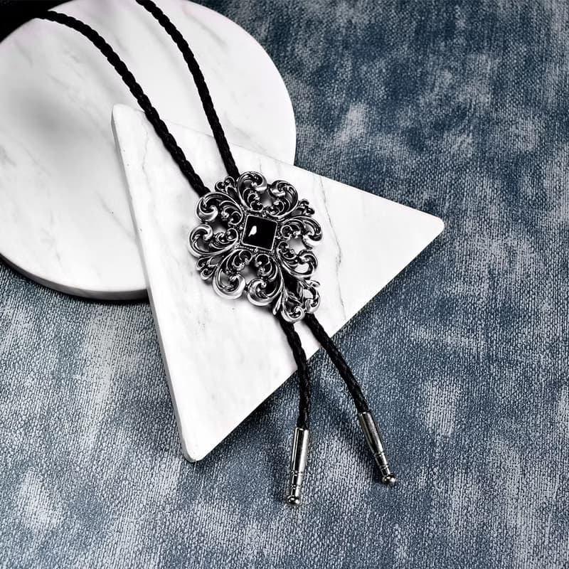典雅捲紋  保羅領帶 Bolo Tie 真皮 皮革項鍊 皮繩領帶 長項鍊
