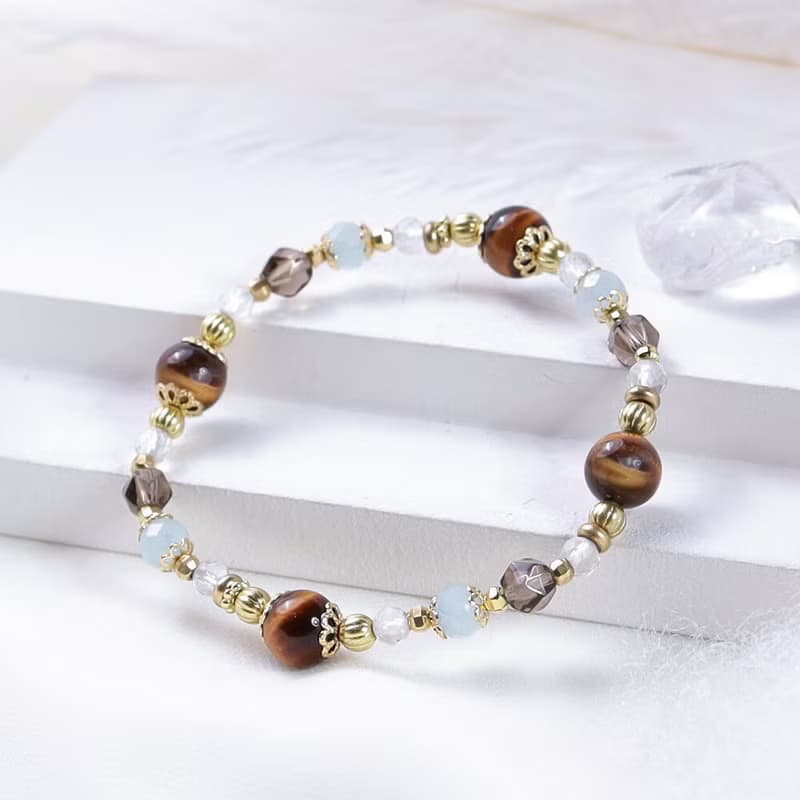 朝陽下的浪漫 | A122虎眼石海藍寶茶晶手鍊