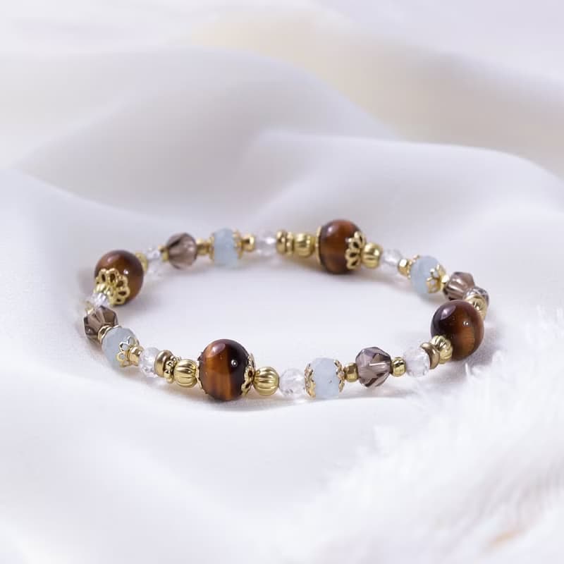 朝陽下的浪漫 | A122虎眼石海藍寶茶晶手鍊