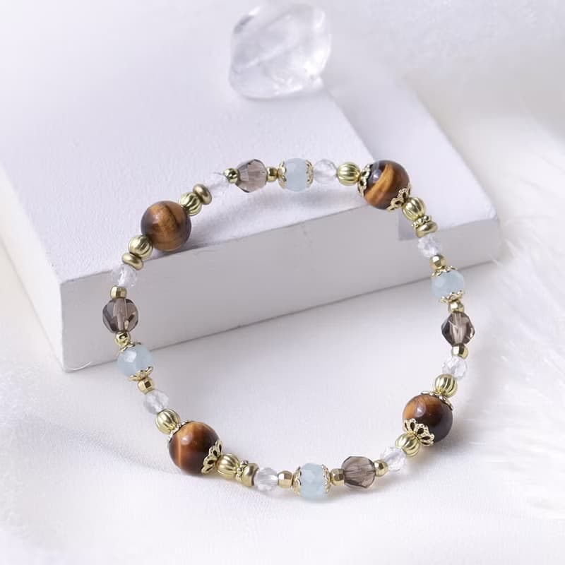 朝陽下的浪漫 | A122虎眼石海藍寶茶晶手鍊