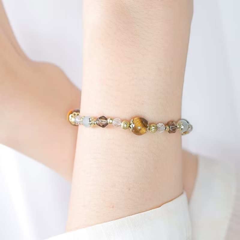 朝陽下的浪漫 | A122虎眼石海藍寶茶晶手鍊