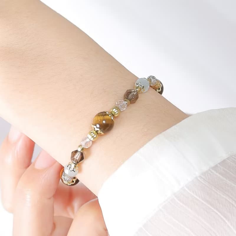 朝陽下的浪漫 | A122虎眼石海藍寶茶晶手鍊