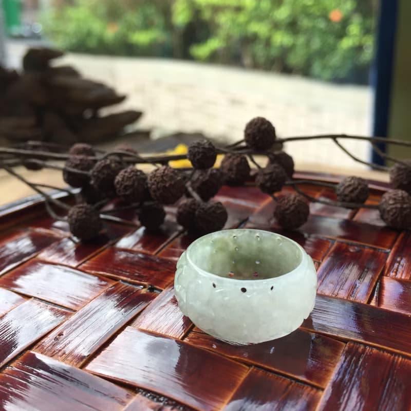 冰種翡翠雕花玉戒 | 國際14圍 | 天然緬甸A貨翡翠 | 送禮