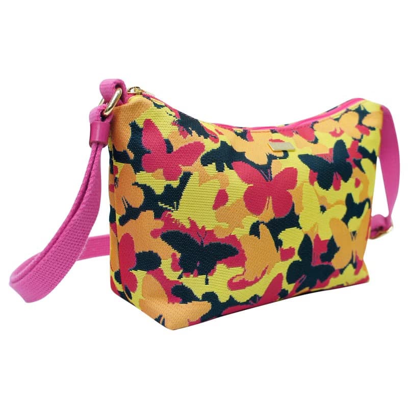 元寶斜背包 防潑水 平織緹花 迷幻彩蝶