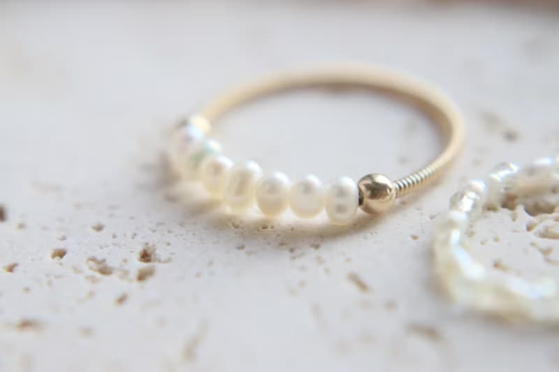 戒指 珍珠 金髮晶 - 紀念日 -