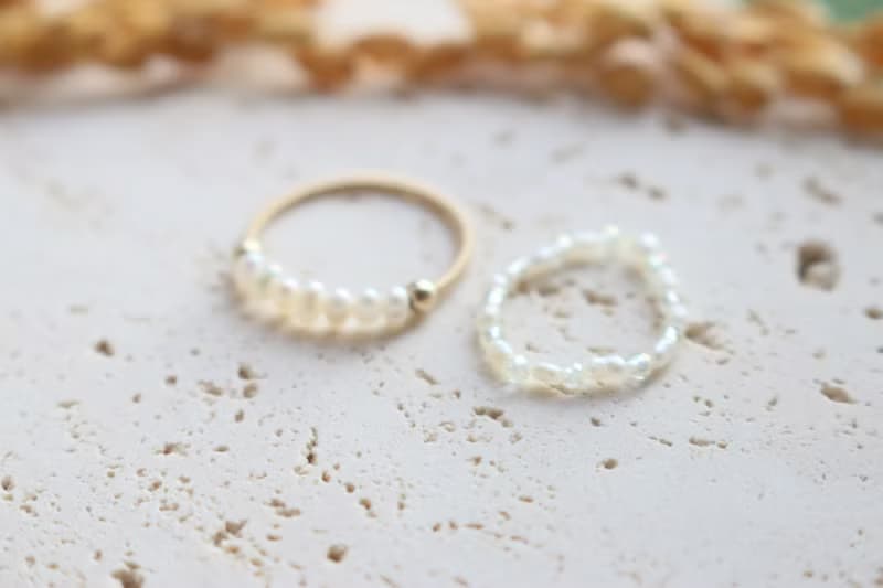 戒指 珍珠 金髮晶 - 紀念日 -