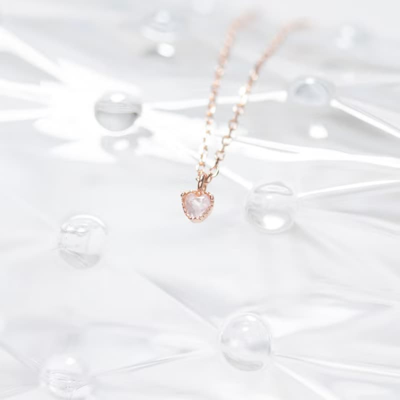 粉晶925純銀愛心蛋糕項鍊