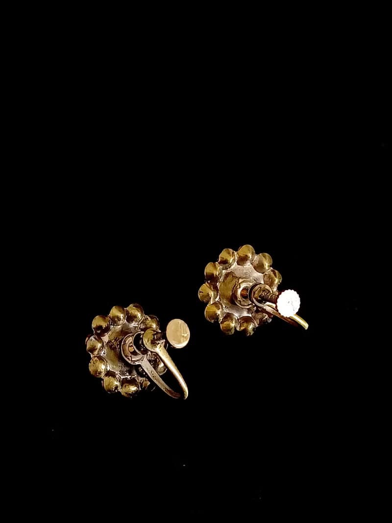 vintage jewelry  古董紫色萊茵太陽花 夾式耳環
