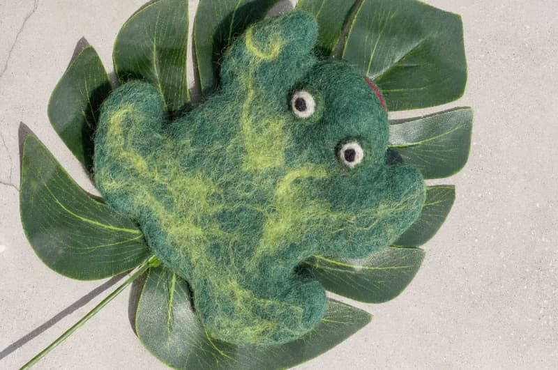 情人節禮物民族風森林系羊毛氈杯墊 動物 動物杯墊-青蛙吸水杯墊