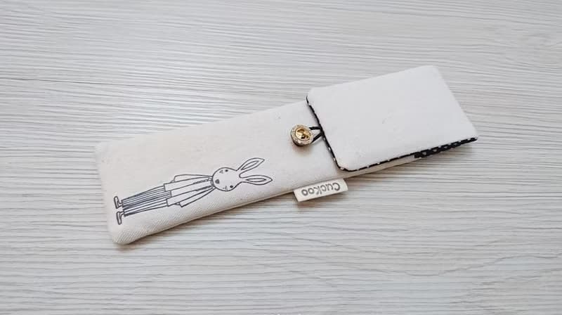 環保餐具收納袋 筷子袋 組合筷專用 雙層筷袋 手繪兔子先生款