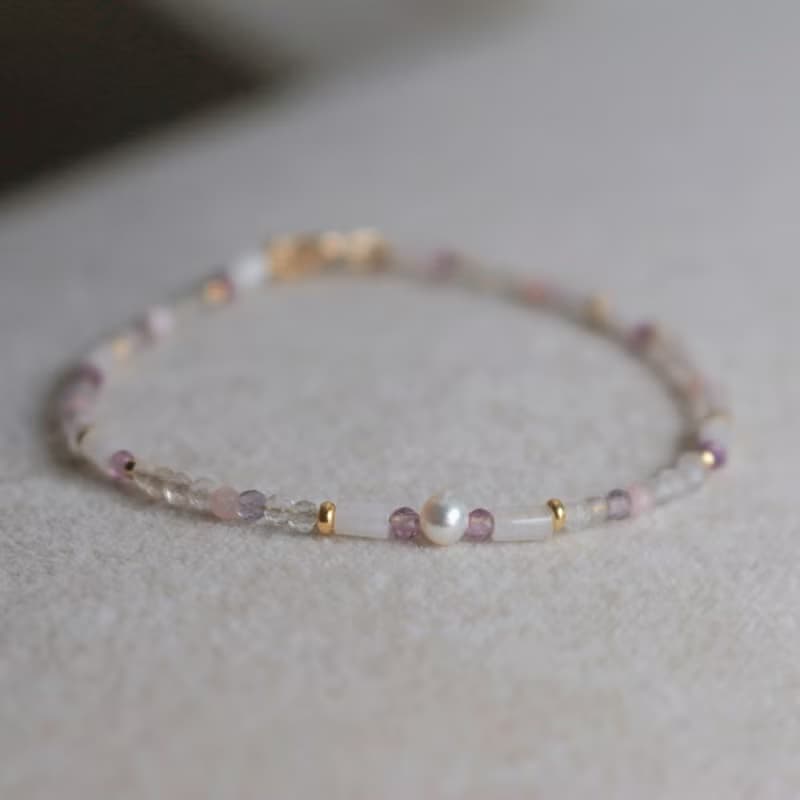 手鍊 粉紅澳寶 紫水晶 紫幽靈 天然石 - 相信自己 -