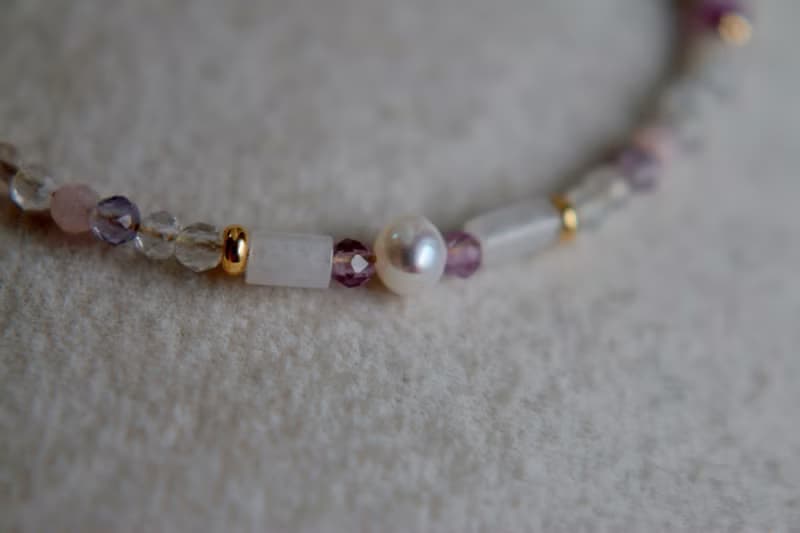 手鍊 粉紅澳寶 紫水晶 紫幽靈 天然石 - 相信自己 -