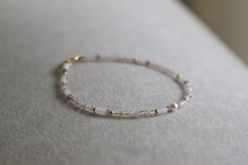 手鍊 粉紅澳寶 紫水晶 紫幽靈 天然石 - 相信自己 -